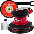 TCP Global Professional Heavy Duty 5" Dual-Action Random Orbit Air Palm Sander with Both PSA and Hook & Loop Backing Pads - Orbital Pneumatic Sanding Disc Sander - Automotive Body Shop, Woodworking