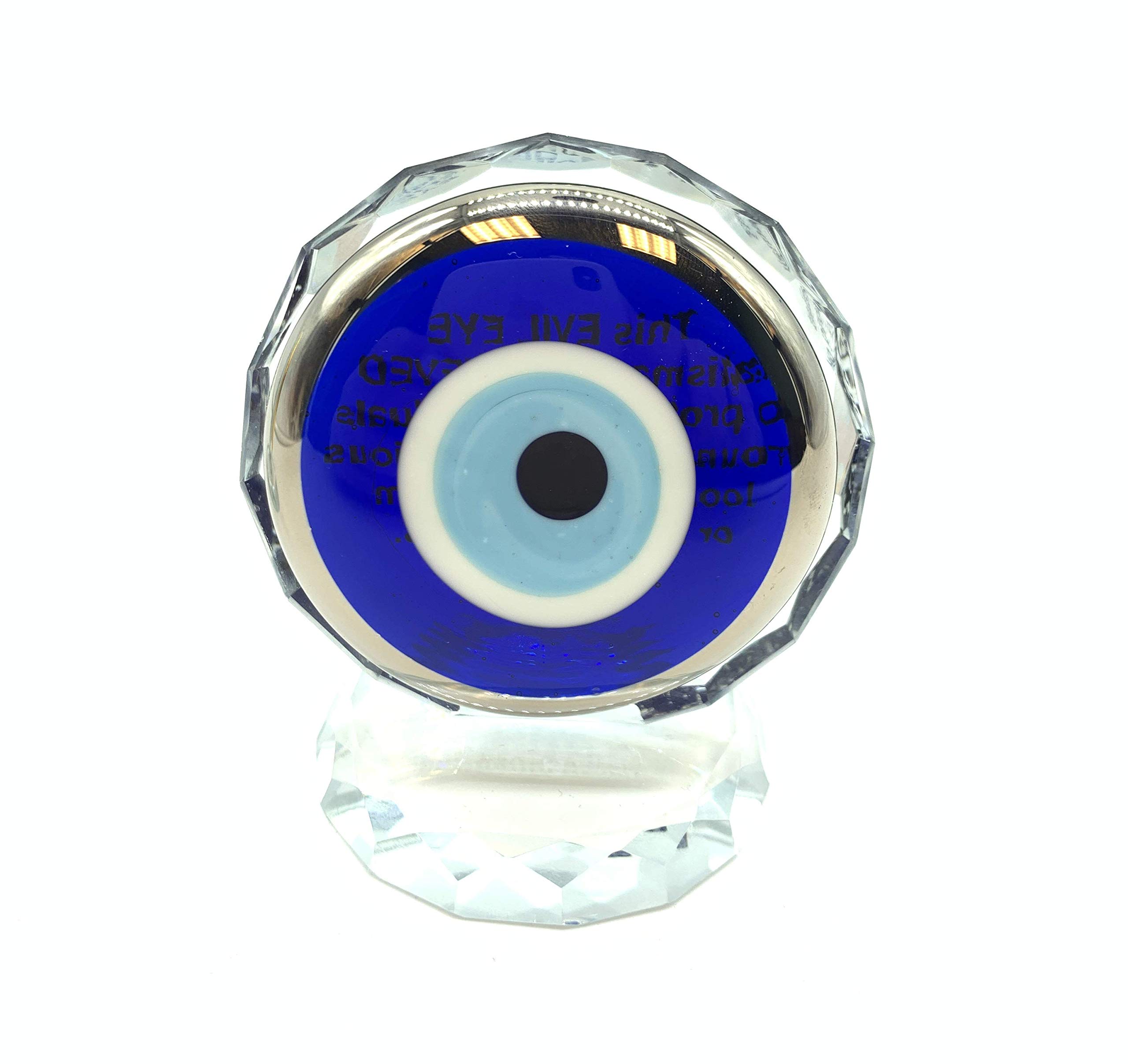 Turkish Hand-Made Crystal Evil Eye Paperweight #5410 (Silver)