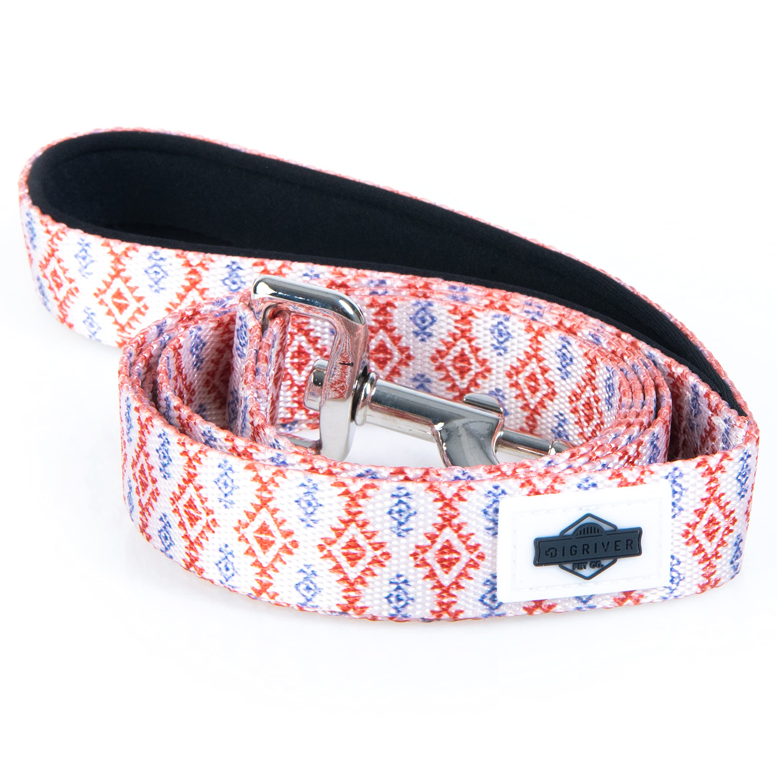 Big River Pet Co. Dog Lead With Comfortable Padded Handle, Durable Construction, Premium Soft Touch Nylon, Heavy Duty Clip With Swivel, For Small Dogs- (Navajo, Small)