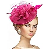 Zinniday Kentucky Fascinators Hats for Women - Vintage Tea Party Outfit Headband Church Derby Hat for Women (9.64x7.87inch)