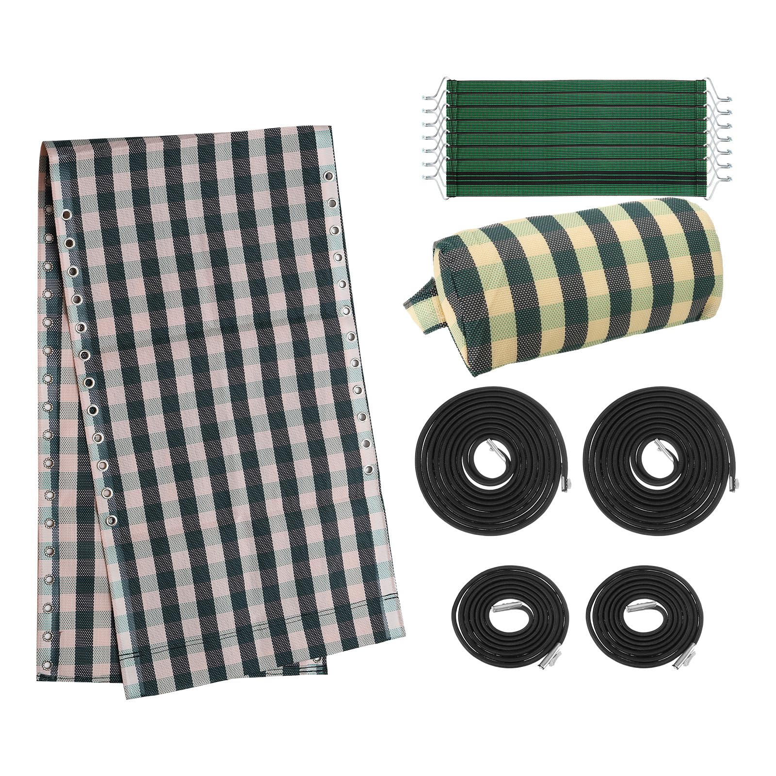 PATIKIL Gravity Chair Replacement Fabric, 63" x17 Zero Gravity Chair Cloth Recliners Repair Tool with Bungee Cord Kit for Patio Pool Lawn Camping Outdoor, Green-grid