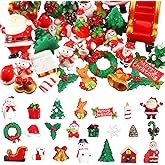 Soaoo 44 Pcs Christmas Mini Resin Figures Set Miniatures Snowman Figures Tiny Decor Santa Claus Tree Resin Crafts for Garden Fairy Accessories for Bonsai Terrarium Party Decoration