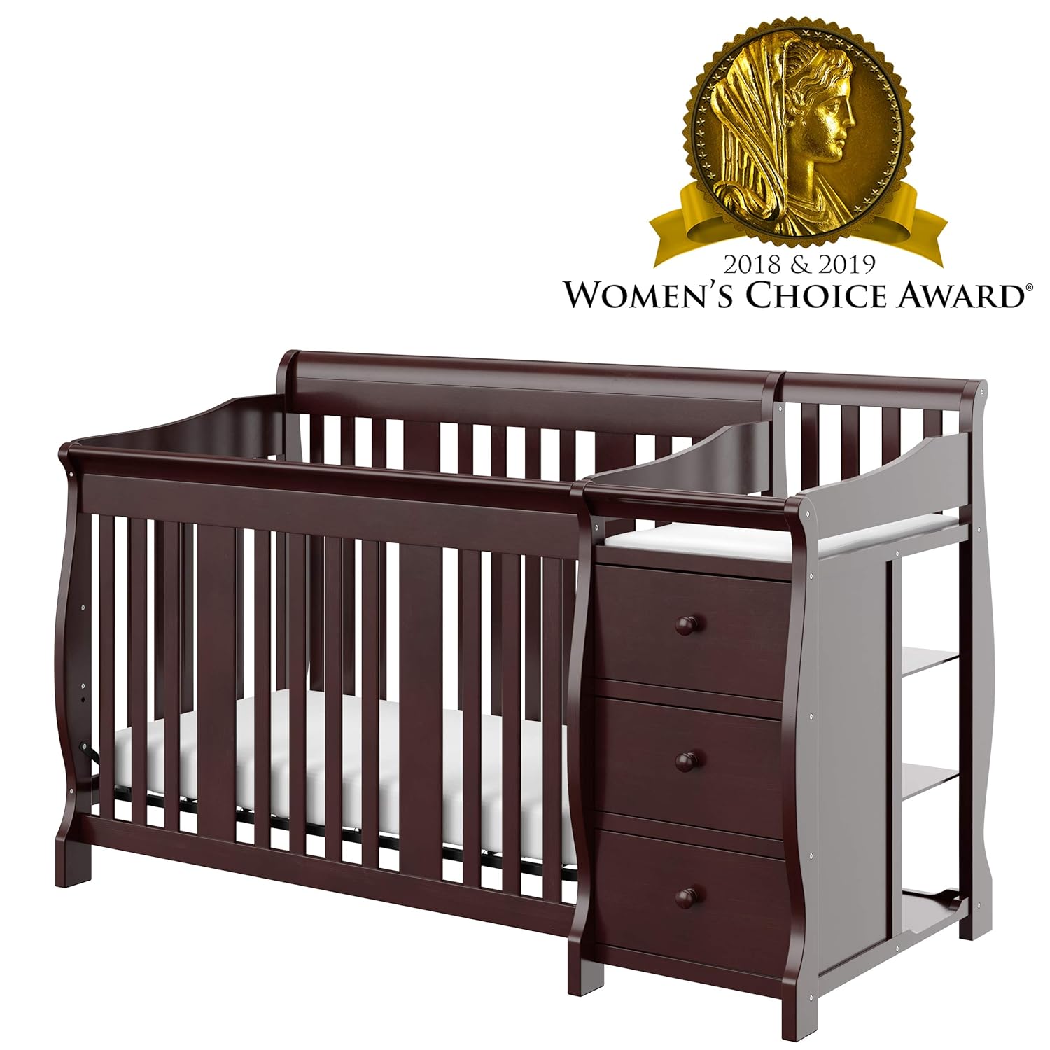 Storkcraft Portofino 4 In 1 Fixed Side Convertible Crib And Changer Espresso Easily Converts To Toddler Bed Day Bed Or Full Bed Three Position