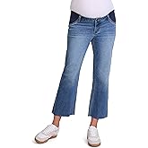 Motherhood Maternity Womens Under The Belly Wide Leg Ankle Denim Pregnancy Jeans with Elastic Inset Panels