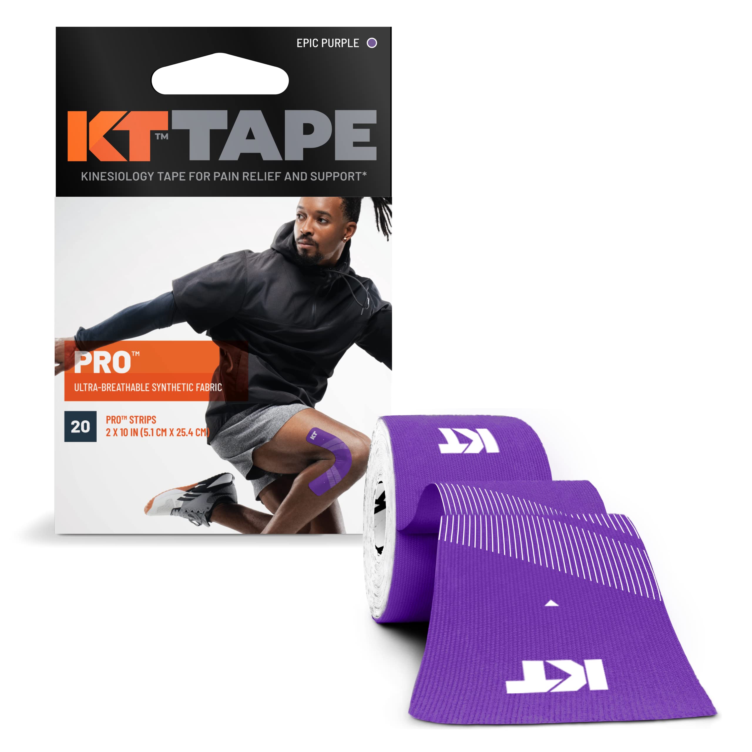 KT TAPE PRO, Pre-cut, 20 Strip, Synthetic, Epic Purple
