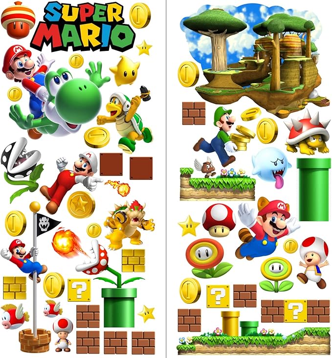 Mario Stickers Wall Art Decal Amazon.co.uk DIY & Tools