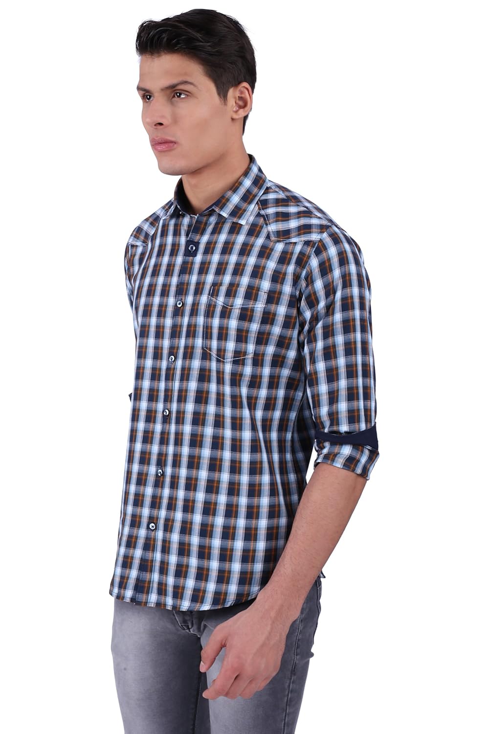 freestone mens checkered casual shirt