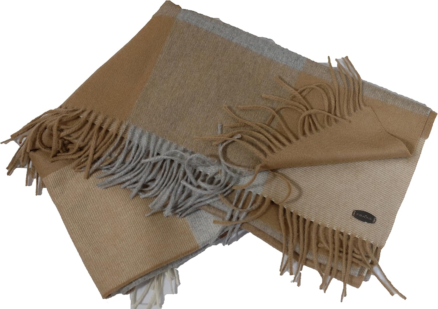 Fraas Cashmere Blanket Wrap (Camel/Grey/Ivory) at Amazon Women’s