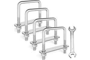 SRZTXU 4 Sets M8 Square U-Bolts,304 Stainless Steel Square u-Bolts,with Nuts,Bolt Plate and washers