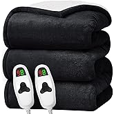Heated Blanket Queen Size 84"x90" Heating Blanket, Dual Control Fast-Heating,Thick Warming Plush Electric Lap Blanket Sherpa 