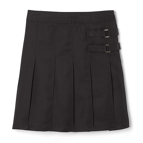 French Toast Girls ' Two-Tab Pleated Scooter skirt, Black, 12.5 ,Plus Girls