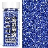 Blue Sprinkles, Blue Sanding Sugar Crystals, 4.6 oz Edible Sparkling Sugar for Baking Topping, Cupcakes, Cookies, Ice Cream & Cake Decorating, Wedding Party Christmas 4th of July Supplies