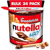 Nutella &amp; Go Kids Snacks for Kids, Hazelnut Spread, 24 Pack, 1.8 oz | Snack packs with hazelnut spread and breadsticks, bulk snacks for the office, lunchboxes, and travel
