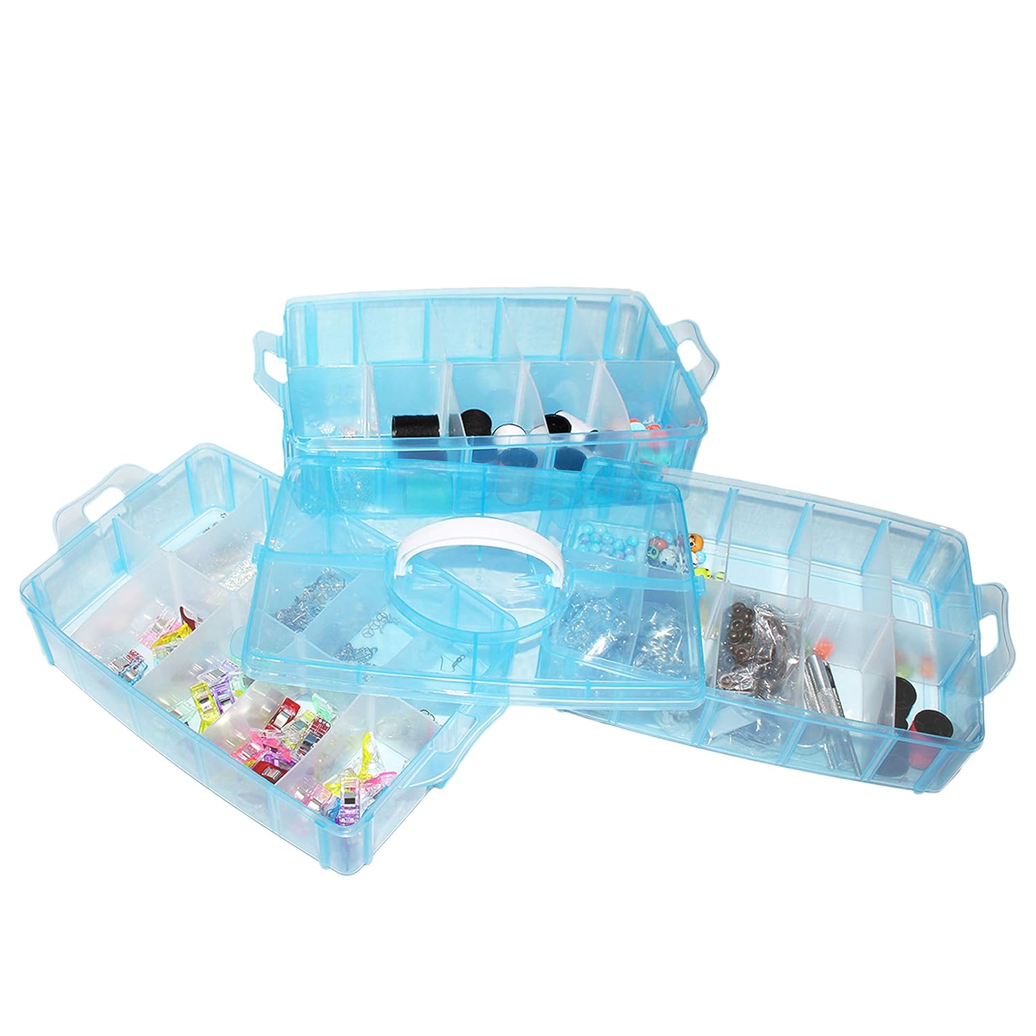 Abalorios 18cmx24cmx15cm Almacenaje con asa Apilable Contenedor con 30