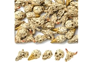 UR URLIFEHALL 50 pcs 5 Styles Resin Animal Skull Figurines Mini Skull Head Decor Ornament for DIY Projects Halloween Christma