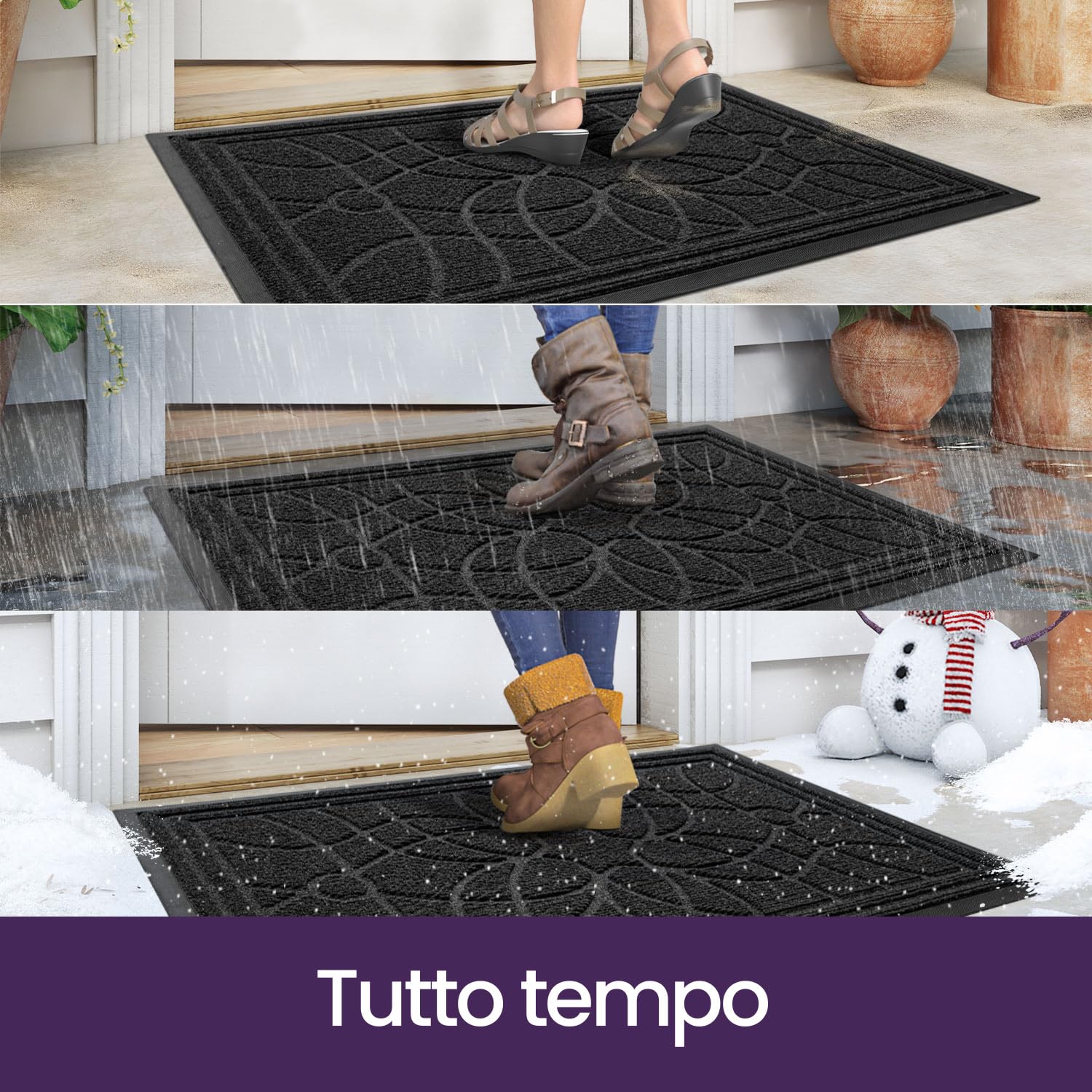 Tappeto per ingresso 80x300 rosso e blu motivo cementine CAROMENT B | Leroy Merlin