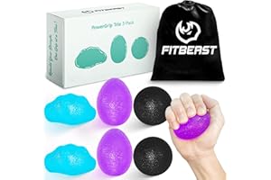 FitBeast Stress Balls for Adults, Hand Exercise Balls 6 Pack, Stress Relief & Grip Strength Trainer, Squishy Balls & Squeeze Balls for Arthritis, Carpal Tunnel, Hand Therapy with 3 Resistance Levels
