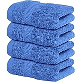 Infinitee Xclusives Luxury Wash Cloths for Showering [13x13] – 100% Cotton Washcloths [Pack of 4], Soft and Absorbent Face Towels for Bathroom Wash Clothes, Gym, and Spa (Eloquent Blue)