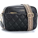 ICOLRAE Small Crossbody Bags for Women Quilted Vegan Leather Crossbody Purses with Adjustable Wide Strap