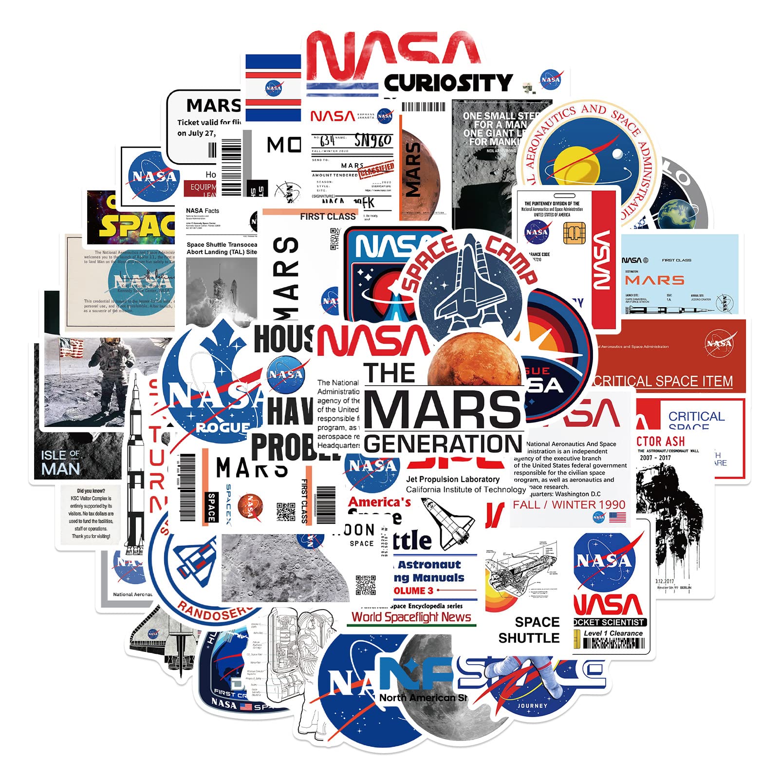 50 Pcs Astronaut Stickers NASA Cute Space Explorer Sticker Pack Waterproof Decals for Kids Adult Teens Girls Boys,Stickers for Hydroflask Water Bottles Laptop Computer Skateboard Car Bumper