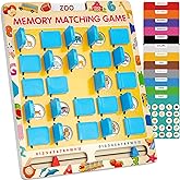 Matching Memory Game for Kids Age 3 4 5 6 7 8 Year Old, Travel Toy for Boys Girls, Wooden Board Game, Road Trip Essentials for Toddler, Airplane/ Car/ Camping Activity, Ideal Christmas, Birthday Gifts