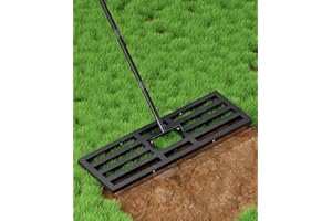 Tigerden Lawn Leveling Rake 36x10 inch, Heavy Duty Lawn Leveler Tool with 77” Adjustable Long Handle, Powder-Coat Steel Garden Rake, Ground Leveler for Yard Smoothing Soil Grass Dirt Sand, Black
