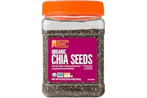 BetterBody Foods Organic Chia Seeds with Omega-3, Non-GMO, Gluten Free, Keto Diet Friendly, Vegan, Good Source of Fiber, Add 