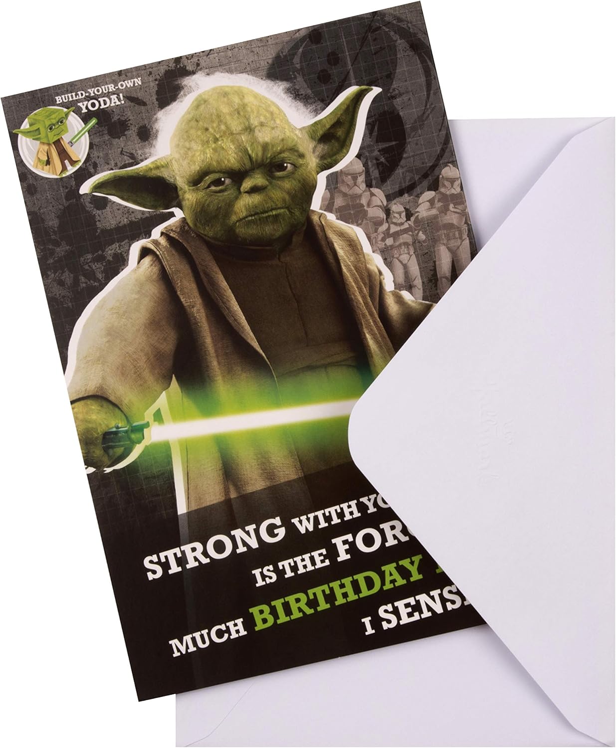 Carte D Anniversaire Generale De Hallmark Star Wars Build Your Own Motif Yoda Amazon Fr Fournitures De Bureau