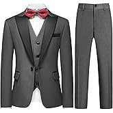 Boys Suits 3 Piece Slim Fit Formal Set One Button Solid Tuxedo Jacket Vest Pant for Kids Prom Wedding 4-16 Years Peak Lapel