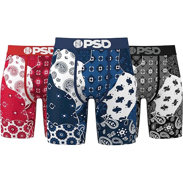 PSD Men's Boxer Briefs - Emblem Lux 3 Pack, 7 Inch Inseam