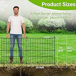 5 Panels No Dig Garden Fence for Outdoor Yard