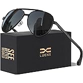 LUENX Aviator Sunglasses for Men Women Polarized, Driving Trendy Retro Sun Glasses UV400 Protection With Accessories 60mm