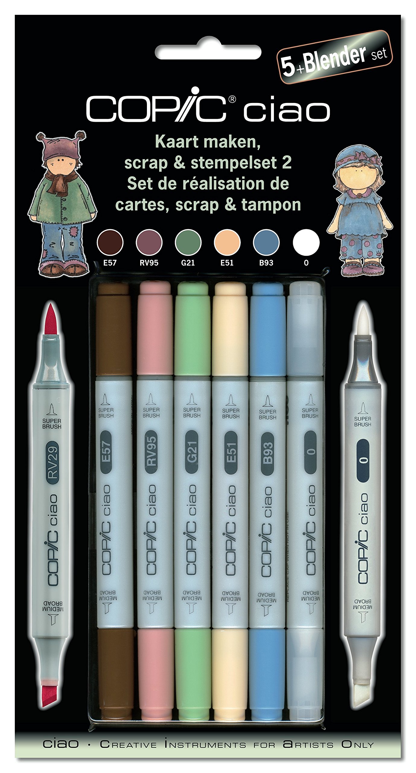 Copic Ciao 5+1 Marker Set - Scrap and Stamping Set 2 (Pack of 5 + Blender)