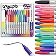 Sharpie Glam Pop Permanent Markers, Fine Tip Marker Set, Coloring Markers, Art Markers, Drawing Markers, Writing Markers, Assorted Colors 24 Count