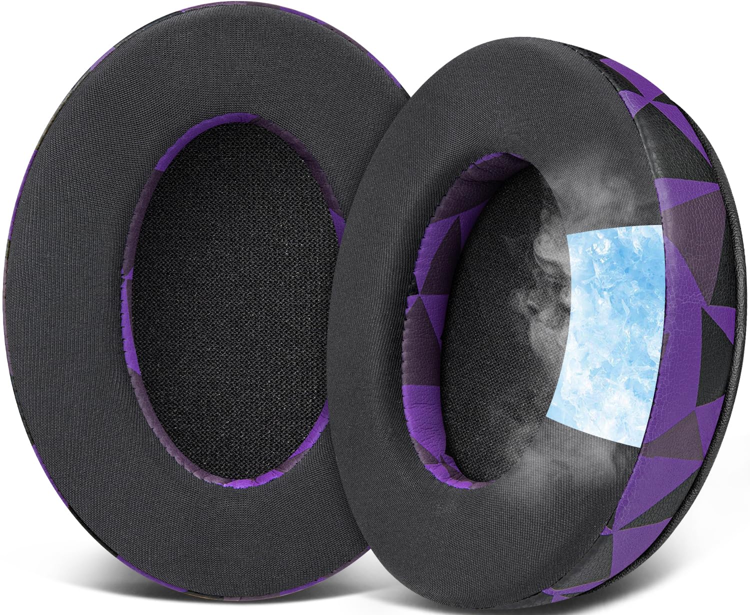 SOULWIT Cooling Gel Earpads for HyperX Cloud 2/3/1/Alpha/Flight/Stinger/Stinger2/Core/Pro, CloudX Stinger/Flight Series Headset - Purple Black