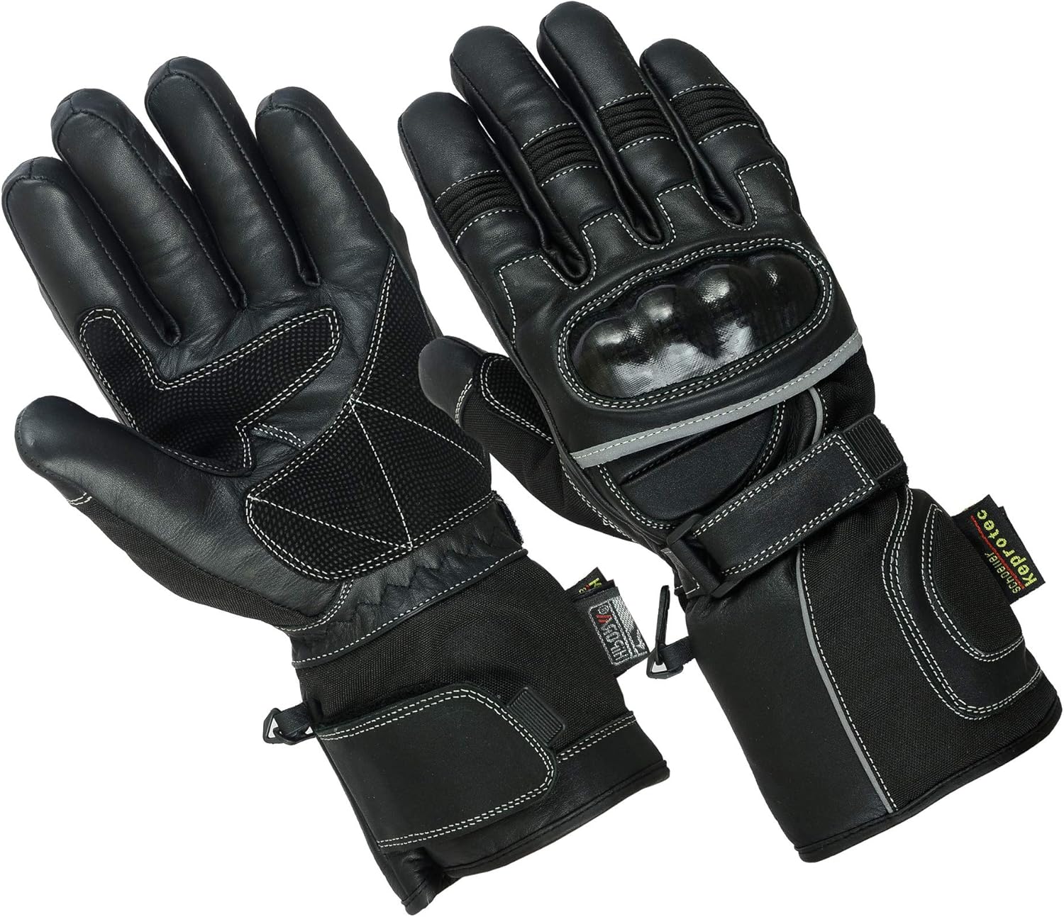 Mens Black 600D Cordura Waterproof Textile & Leather Motorcycle