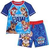 Nickelodeon Paw Patrol Pullover Rash Guard and Swim Trunks UPF 50+ Outfit Set Toddler to Big Kid Sizes (2T - 10-12)
