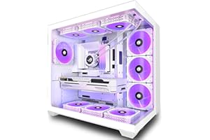 KEDIERS PC CASE ATX 9 Fans Pre-Installed, Type-C Mid Tower Computer Case with Full-View Dual Tempered Glass, Gaming PC Case,H