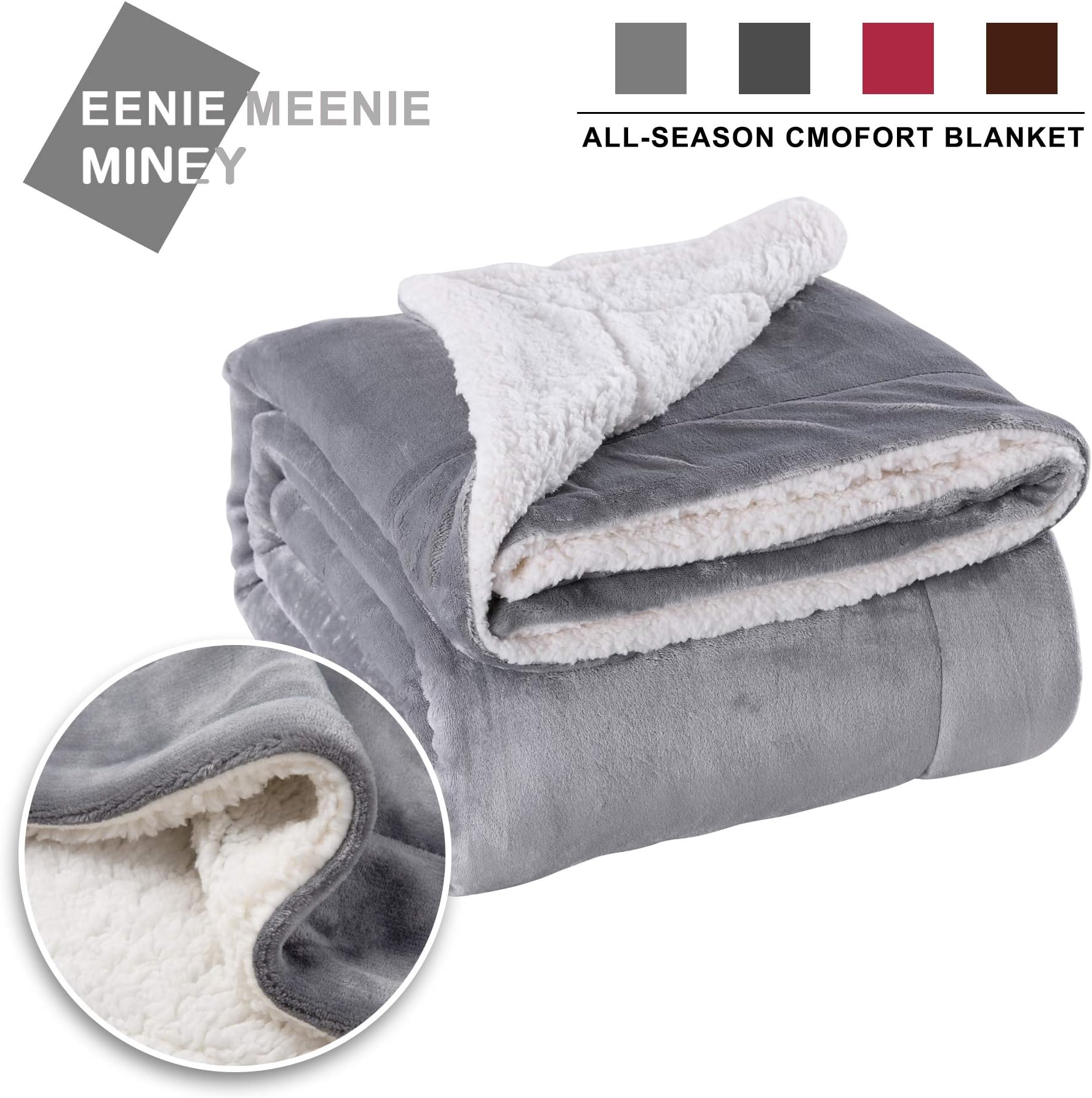 eenie meenie miney Grey Thick Blanket Sherpa Fleece Double Bed Blanket Warm Winter throws 150x200 CM thick kingsize blanket warm and soft