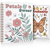 SKYDUE Aesthetic Adult Coloring Book Set of 2, Coloring Books for Adults Relaxation, Spiral Bound Funny Animal &amp; Flower Designs for Stress Relief, Gift for Women and Men