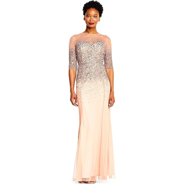 adrianna papell plus size beaded dress Plus Size Flutter Sleeve Surplice Beaded Gown In French Blue