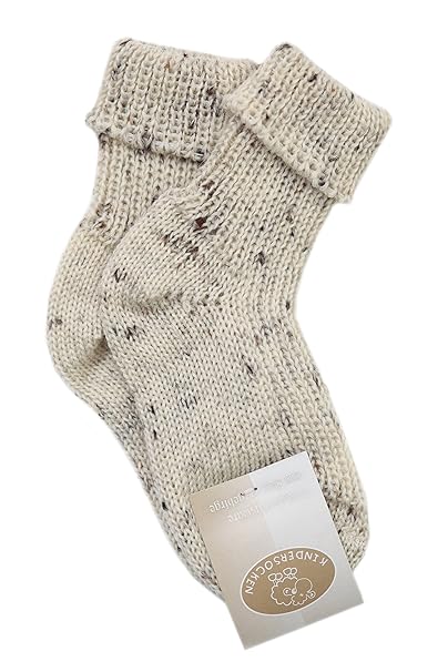warme Baby/Kinder Schafwollsocken Weiß/Grau/Natur im Trachtenlook xx 1 paar xxx in den Größen 15-34 aus dem Erzgebirge - Deut
