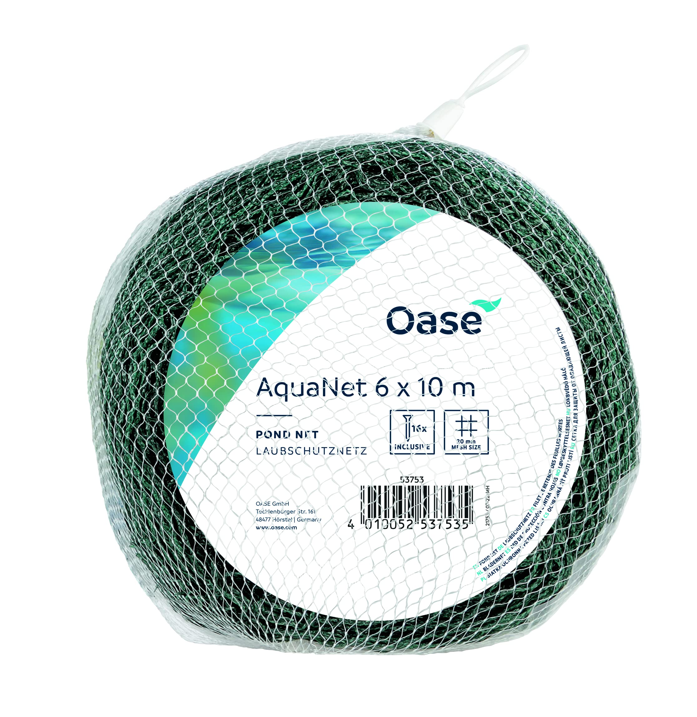 Oase 53753 Aquanet pond net 3, ideal protection of ponds from falling leaves and leaves, suitable for ponds up to max. 6 x 10 m, can also be used as a bird protection net for trees and bushes
