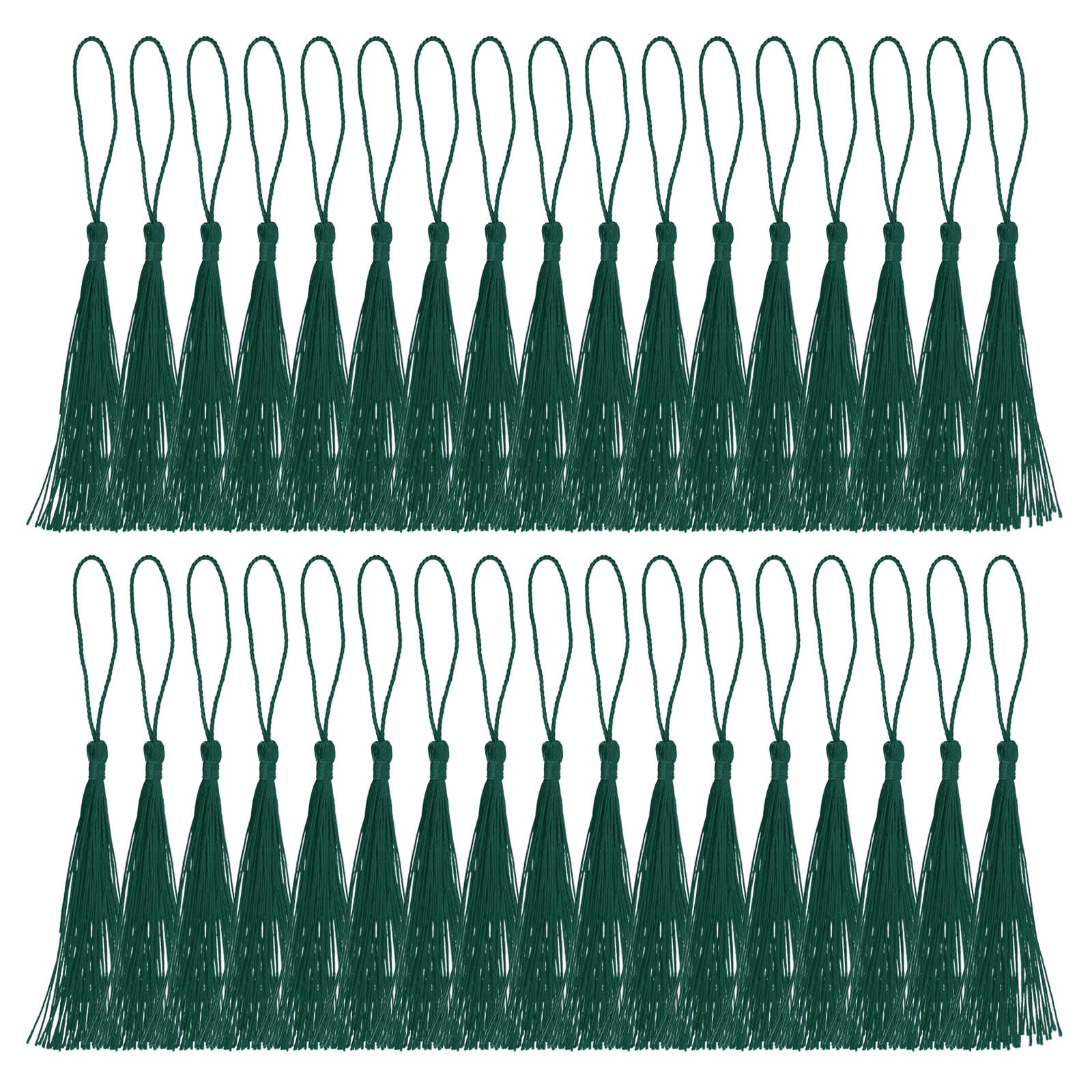 PATIKIL 13cm/5 Inch Bookmark Tassels, 100 Pack Soft Silky Floss Cord Loop Mini Handmade Tassels for Craft DIY Keychain Jewelry Making, Green