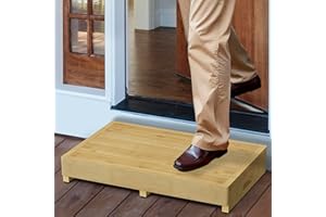 Homerays One Step Stool for Elderly,Bamboo High Riser Step Stool for Bed with Fluorescent Function No Assembly Required - 550 Lbs Wooden Mobility Stepping Stool for Bedside,Bathroom,Garden