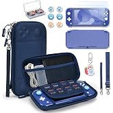 Younik Switch Lite Case, 14 in 1 Accessories Kit for NS Switch Lite (2019) | Bundle with Carrying Case, Protective Cover, Game Card Case, Screen Protectors, Thumb Grips, Pendant and Straps, Blue