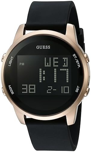 GUESS Comfortable Gold-Tone Black Stain Resistant Silicone