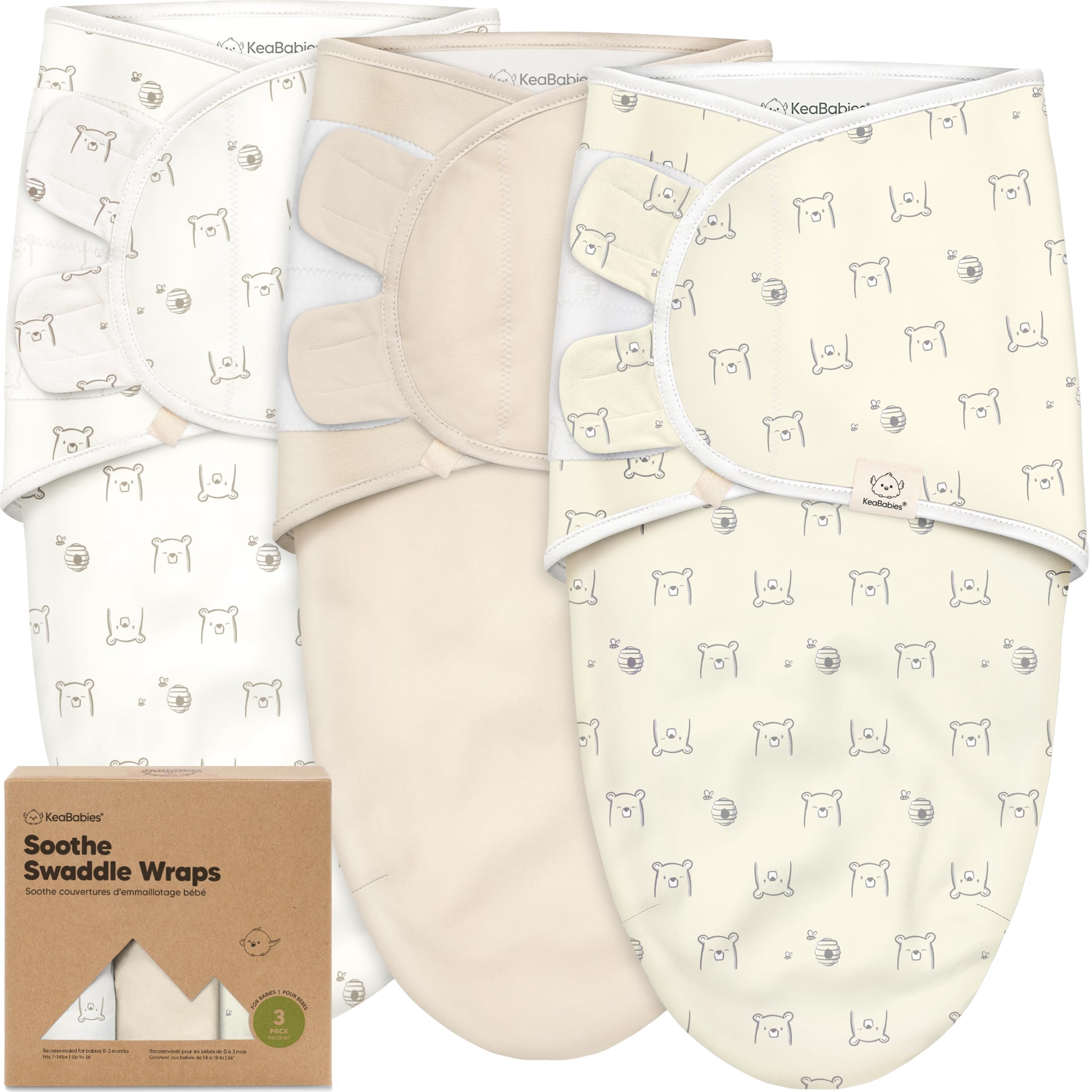 Photo 1 of 3-Pack Organic Baby Swaddle Sleep Sacks - Swaddles for Newborns, Infant 0-3 Months, Baby Girls, Boys, Soft & Snug Newborn Sleep Sack, Nursery Swaddling Blankets (Bumble Bear, OS)