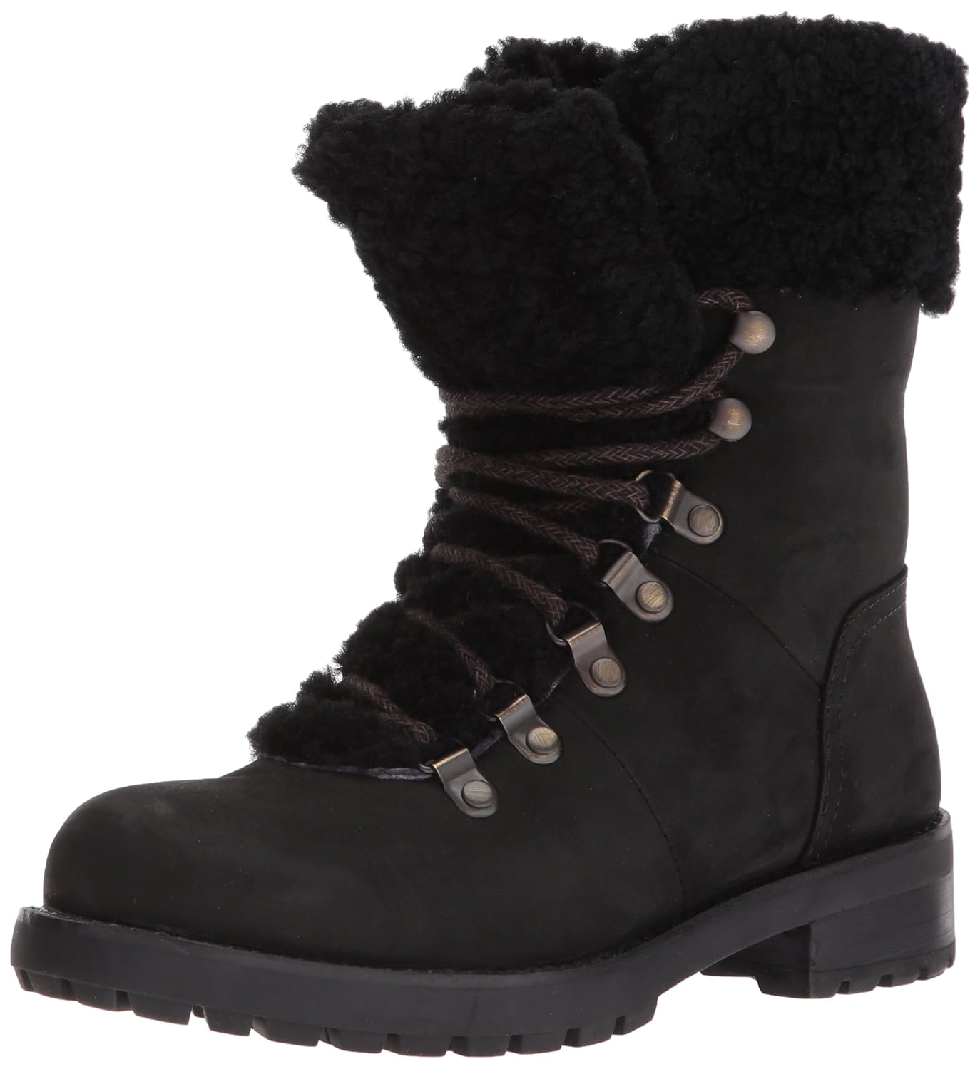 fraser shearling and suede combat booties