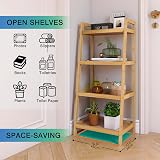 SMIBUY Bamboo Ladder Bookcase 4 Tier Storage Rack Organizer Freestanding Plant view 6